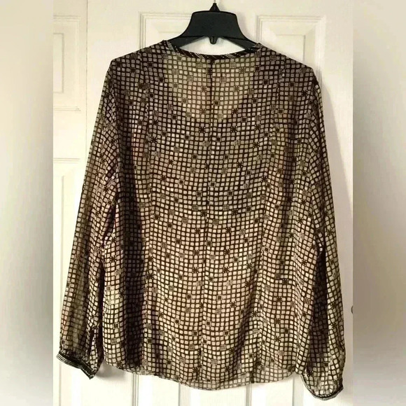 NWT Sigrid Olsen Sheer Top Brown size 16W - Picture 4 of 8